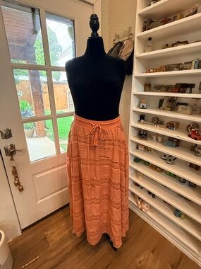 NWT Torrid Peach Boho Midi Skirt with Drawstring Waist